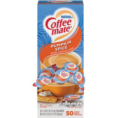 COFFEE MATE Creamer, Liquid, 0.38oz Singles, Pumpkin Spice, PK 50 NES75520
